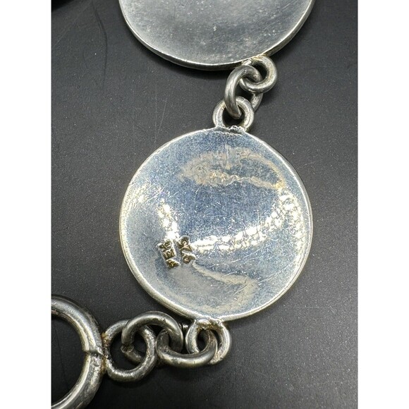 Artisan Mayan Aztec Link Bracelet Sterling 925 Mexico Signed 7 1/4" Enamel - Picture 8 of 10